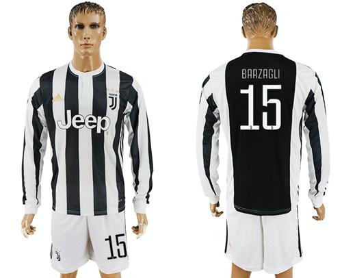 Juventus #15 Barzagli Home Long Sleeves Soccer Club Jersey